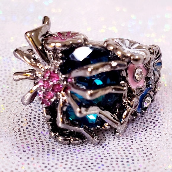 925 stamped sterling silver Crystal spider accent rings size 6 7 8 9 - Picture 15 of 16